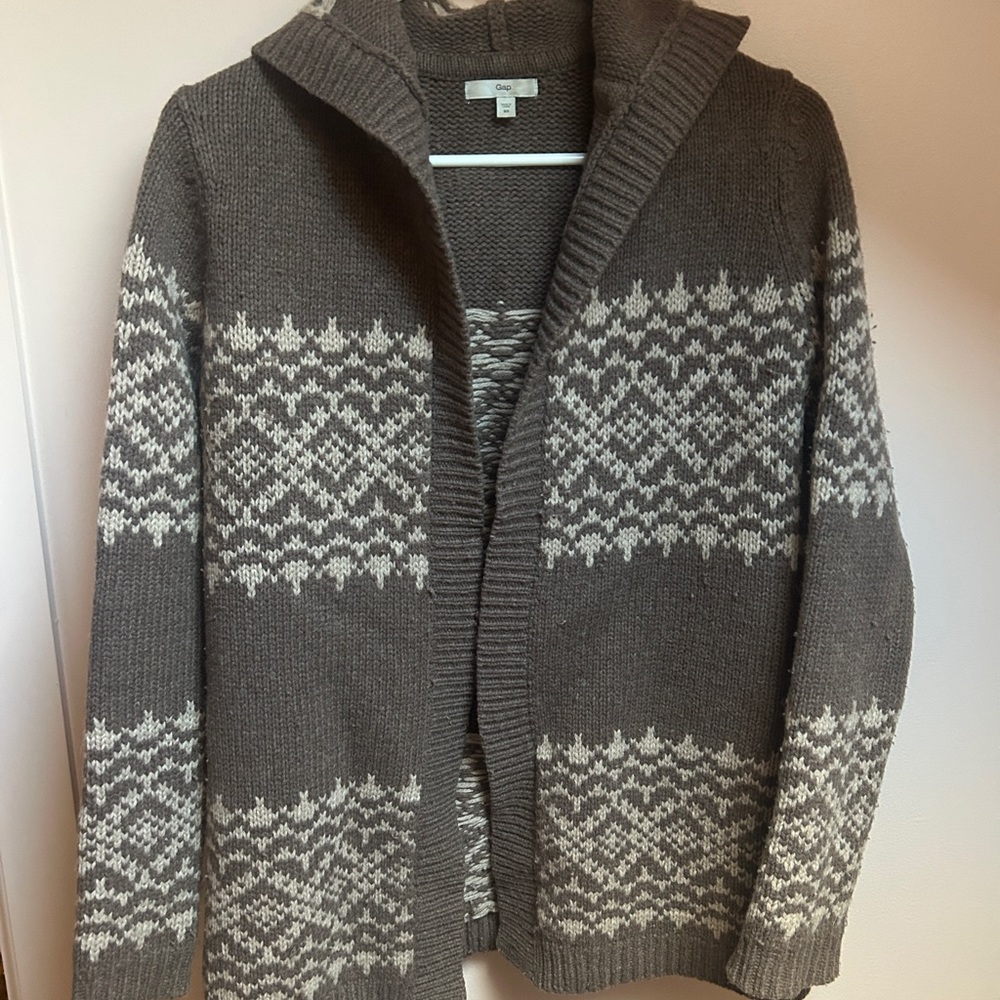 GAP Brown and White Wool blend Cardigan Women’s XS - Picture 2 of 12
